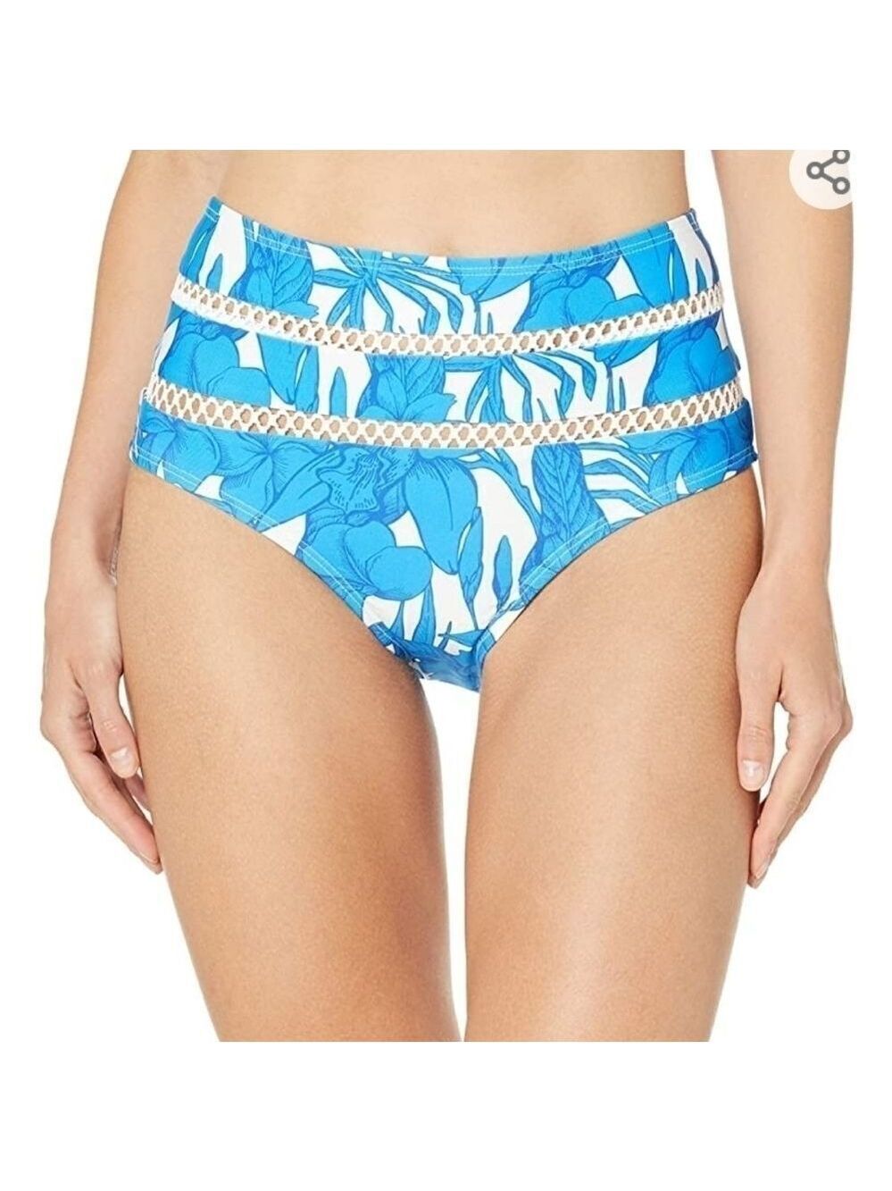 Athena High Waisted Bikini Bottom Size 6 Blue NWT